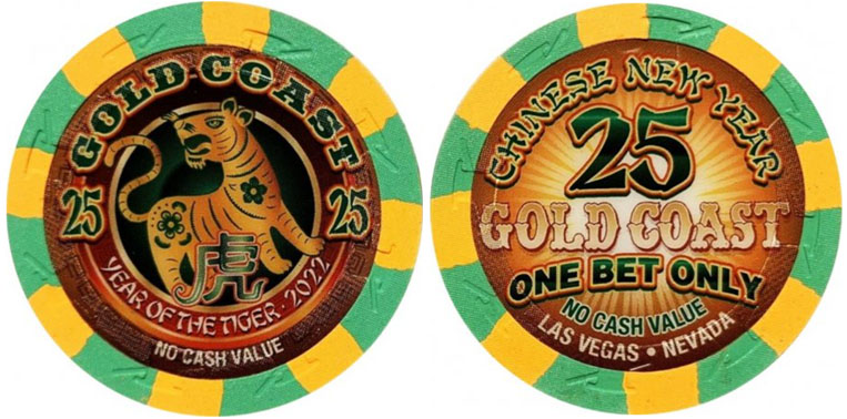 Gold Coast – $25 Year of the Tiger No Cash Value
