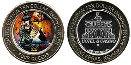 $10 Halloween Witch w Owl & Crow, Four Queens Casino, Las Vegas, NV, USA